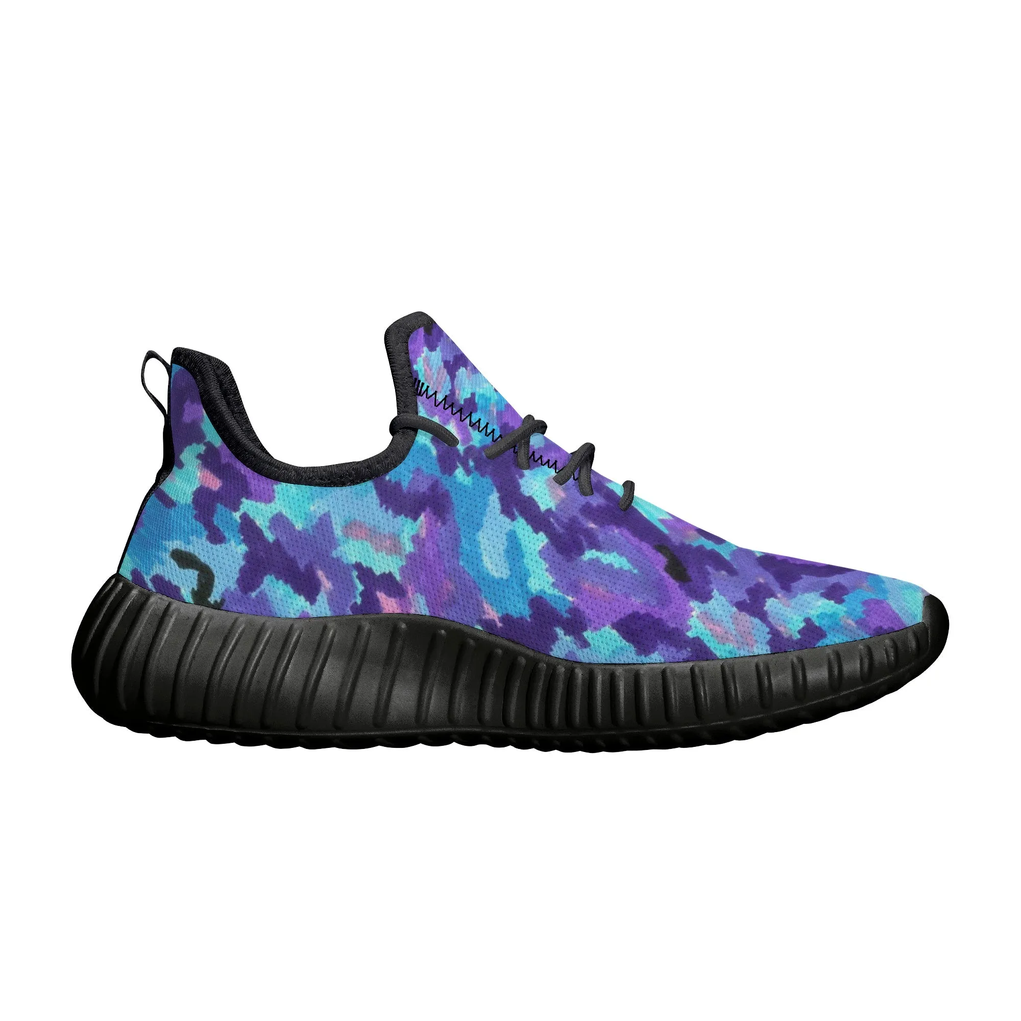 Teal Purple Leopard Camo Premium Sneakers