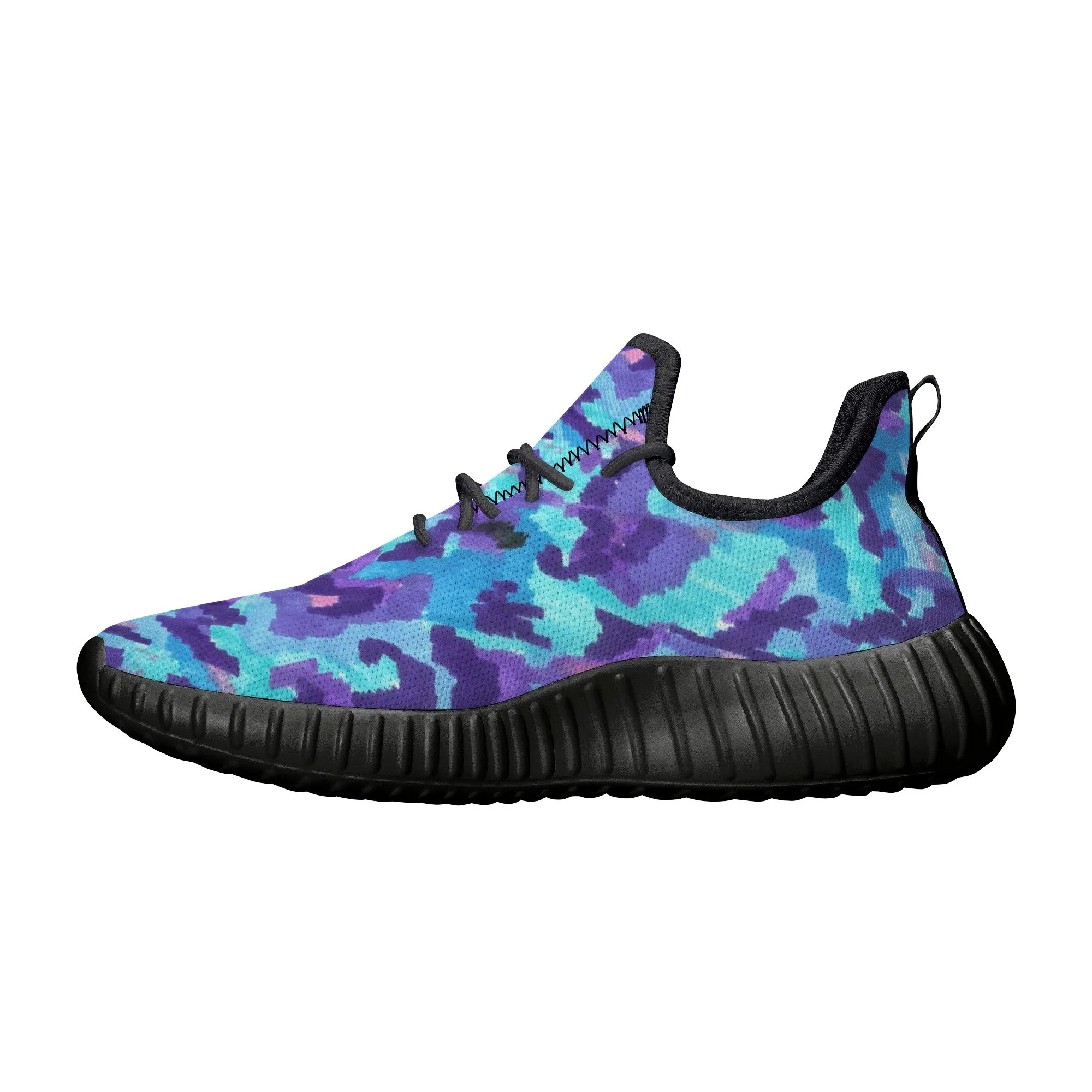 Teal Purple Leopard Camo Premium Sneakers