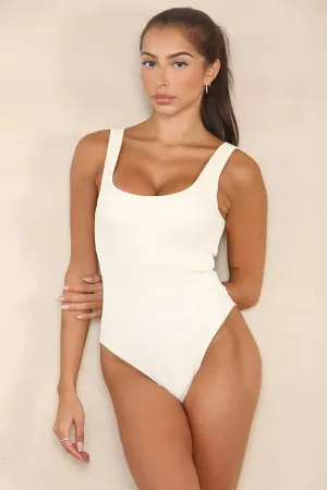 Thick Straps Ribbed Shaping Bodysuit