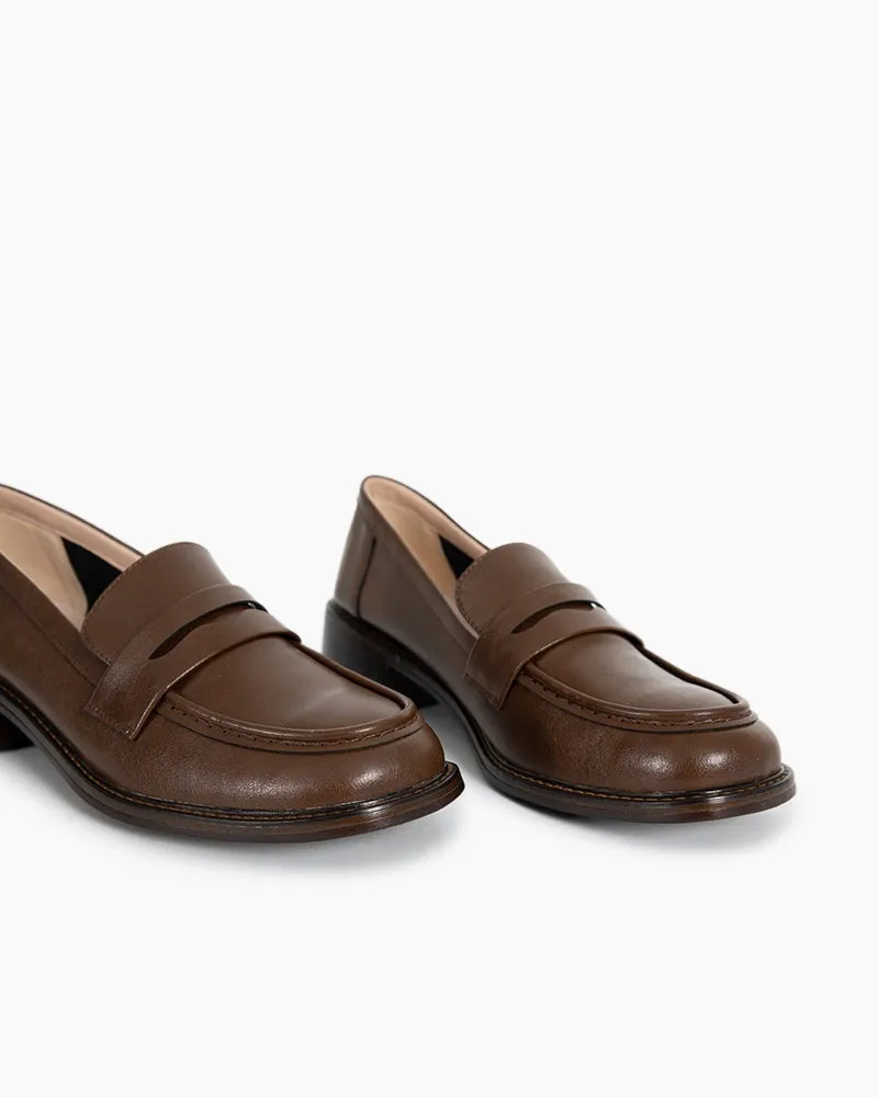 Timeless Comfortable Penny Chunky Heel Loafers