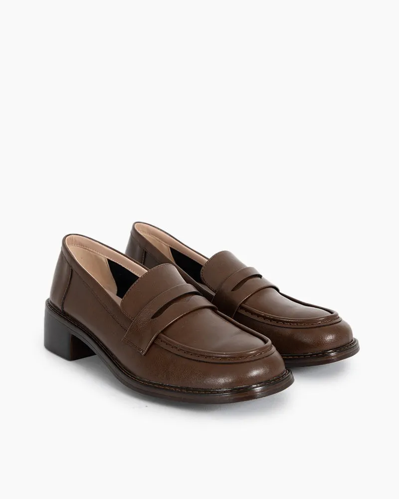 Timeless Comfortable Penny Chunky Heel Loafers