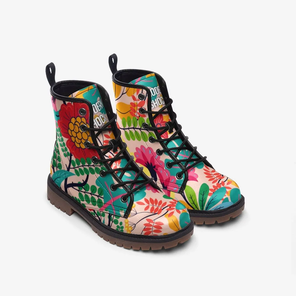 Tropical Flower Vegan Leather Unisex Boots