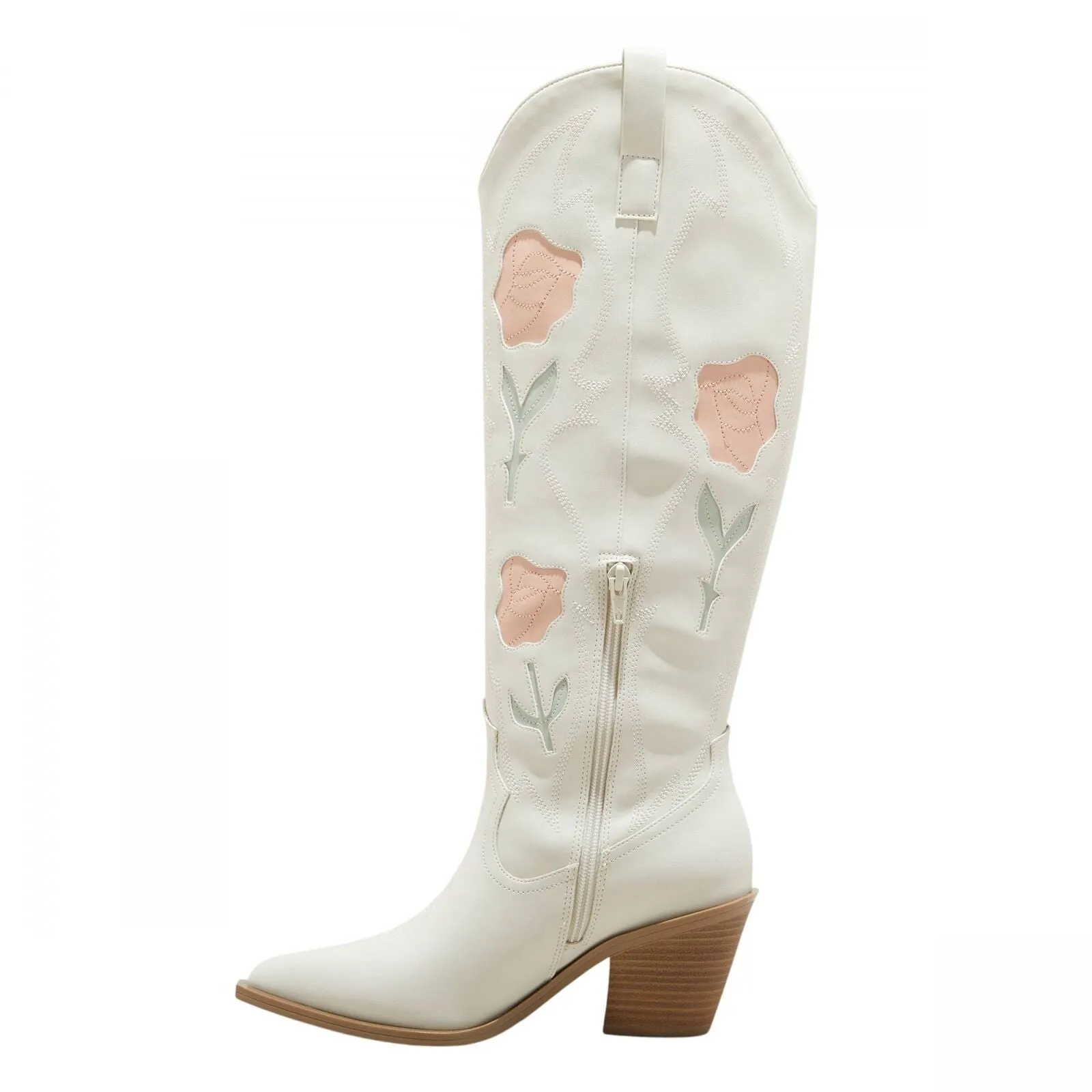 Universal Thread Womens Dixie Bone Floral Western Cowboy Boots Off White 6M