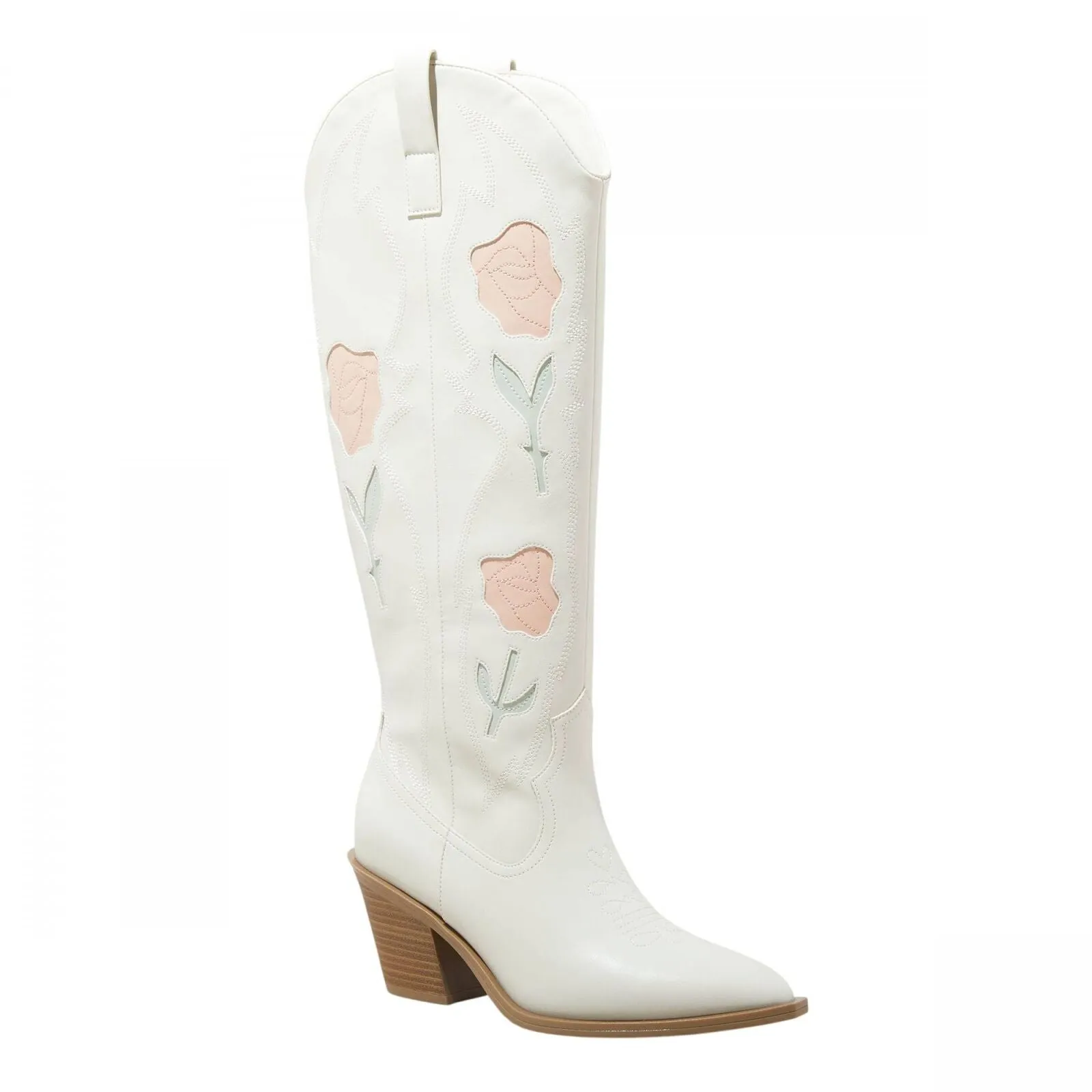 Universal Thread Womens Dixie Bone Floral Western Cowboy Boots Off White 6M