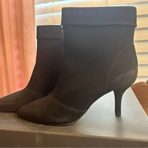 Vince Camuto VC-Amvita Black 8.5M Women Soft Grain Coat NEW in Box Bootie Heels