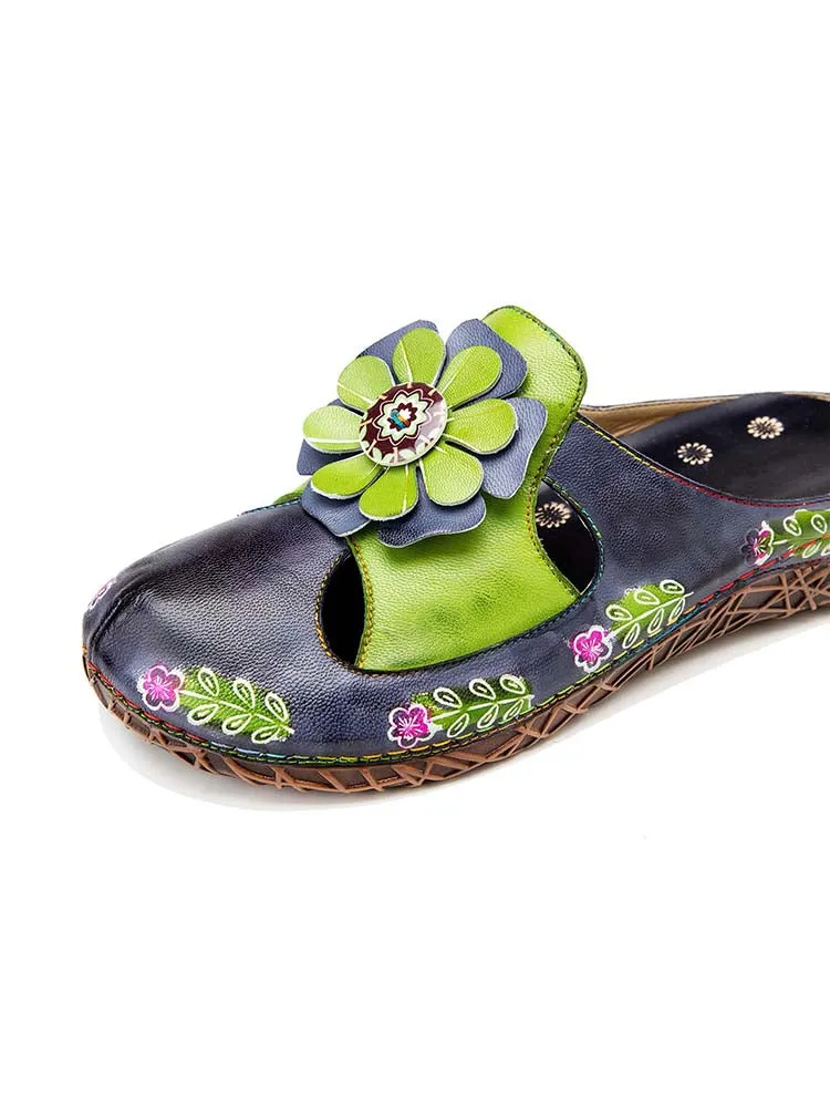 Vintage Printed Handmade Flat Slippers