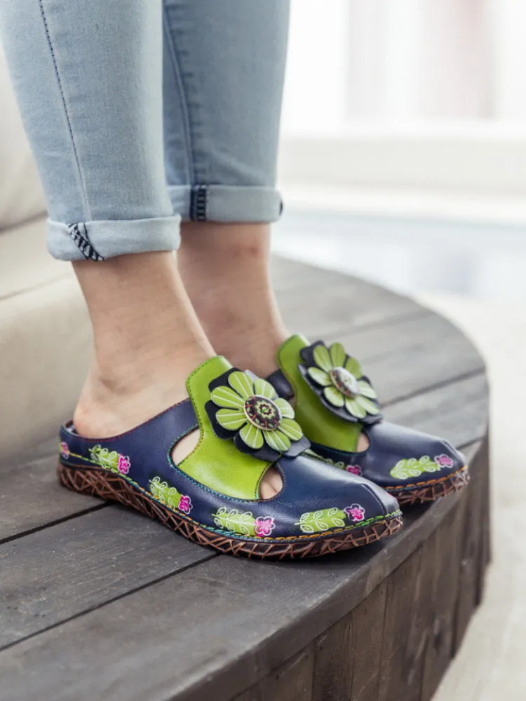 Vintage Printed Handmade Flat Slippers