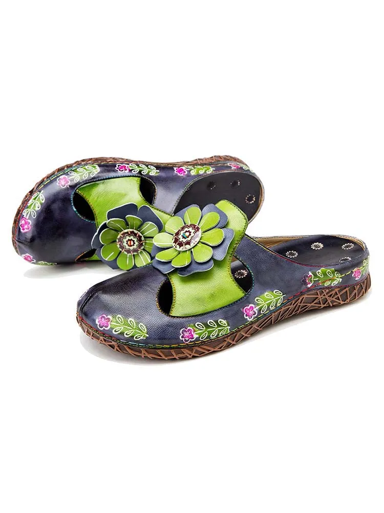 Vintage Printed Handmade Flat Slippers