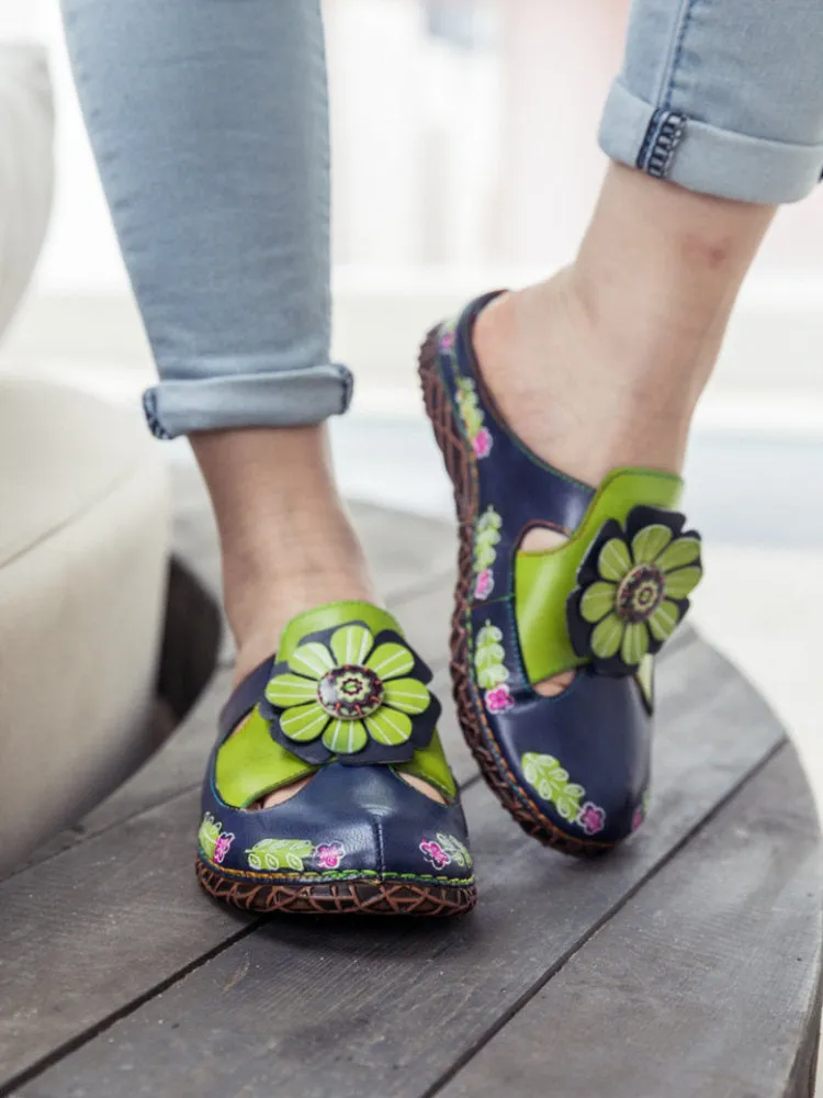 Vintage Printed Handmade Flat Slippers