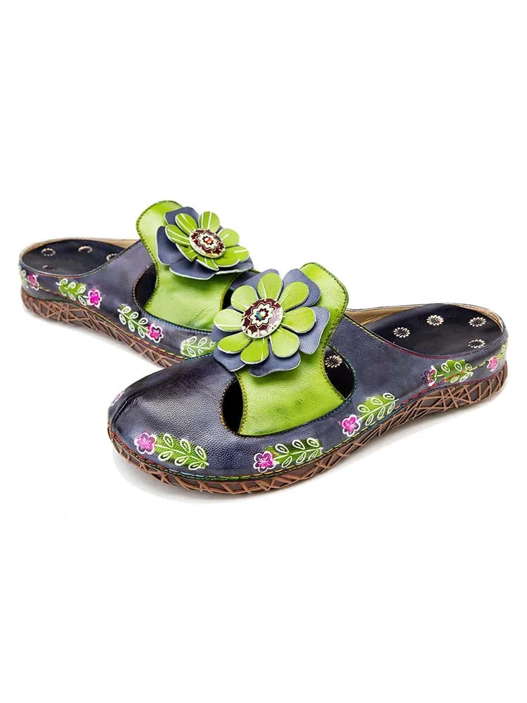 Vintage Printed Handmade Flat Slippers