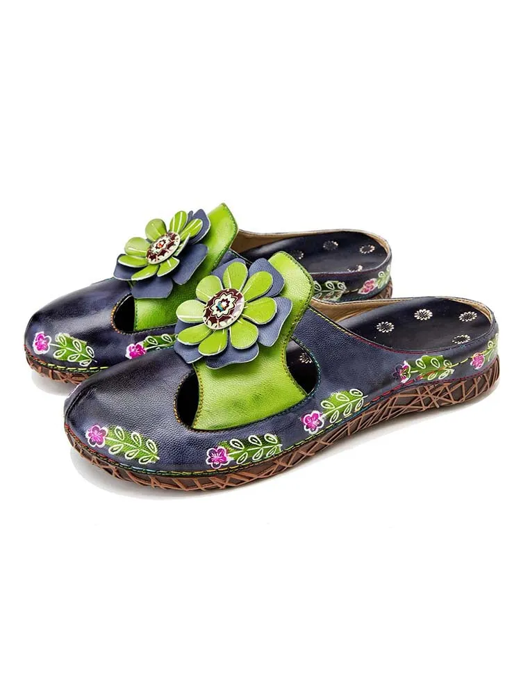 Vintage Printed Handmade Flat Slippers