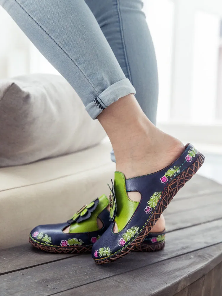 Vintage Printed Handmade Flat Slippers