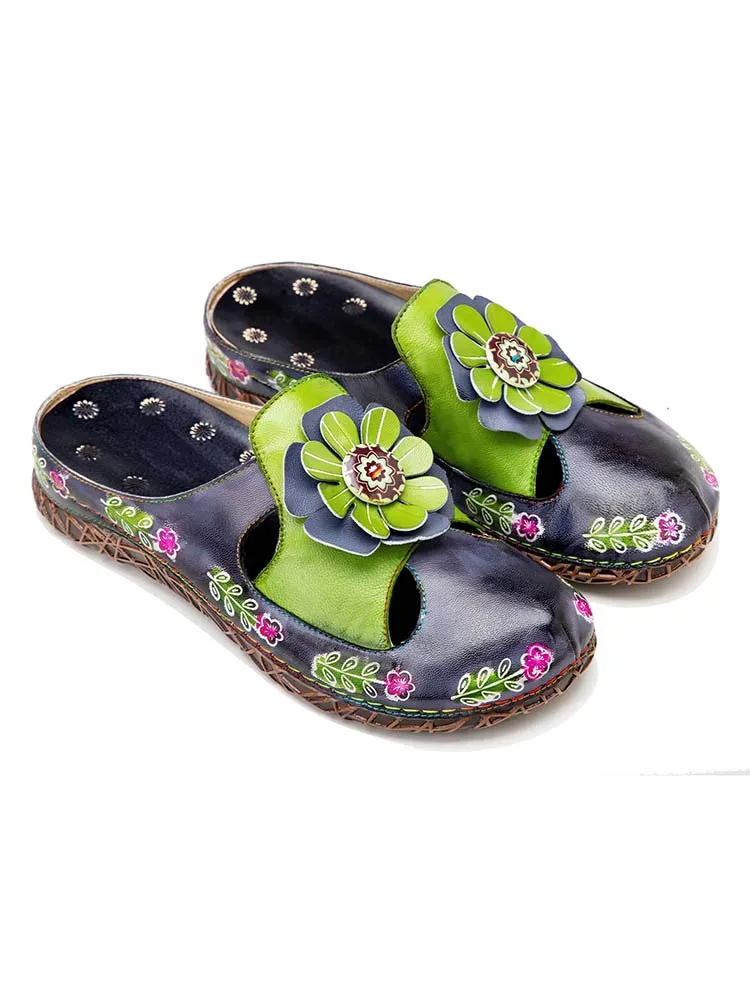Vintage Printed Handmade Flat Slippers
