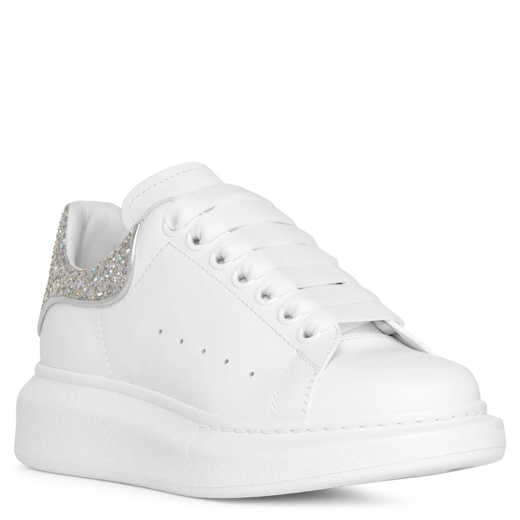 White and silver glitter classic sneakers