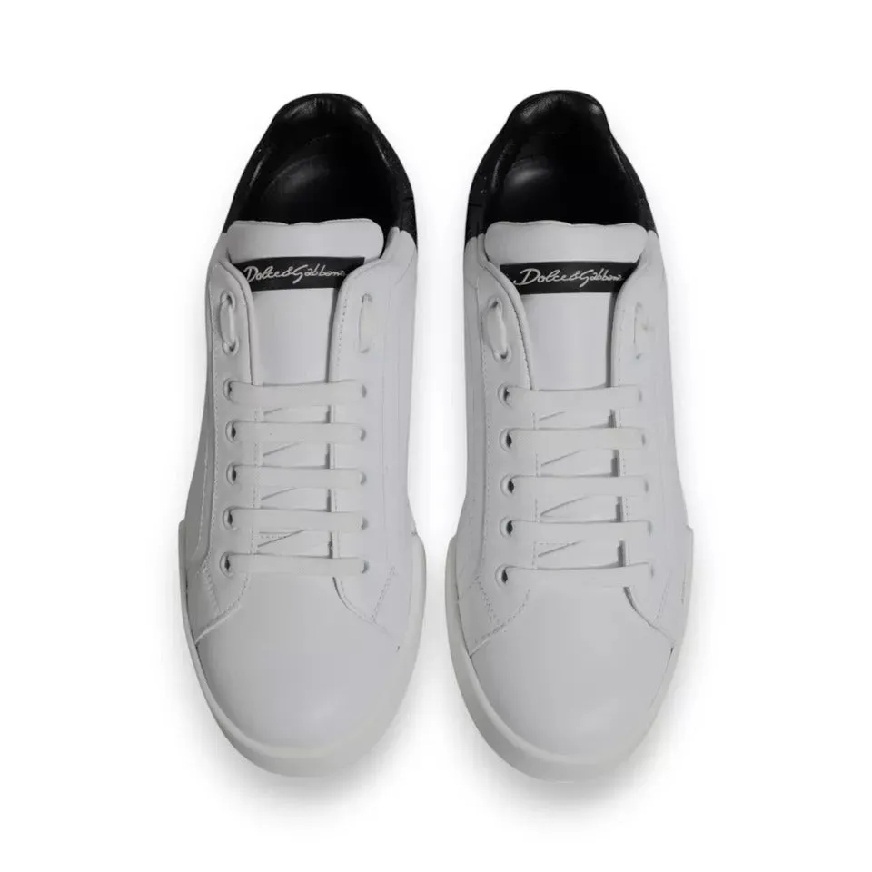 White Black Logo Portofino Sneakers Shoes