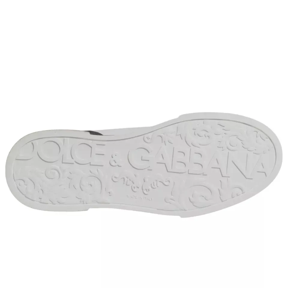 White Black Logo Portofino Sneakers Shoes