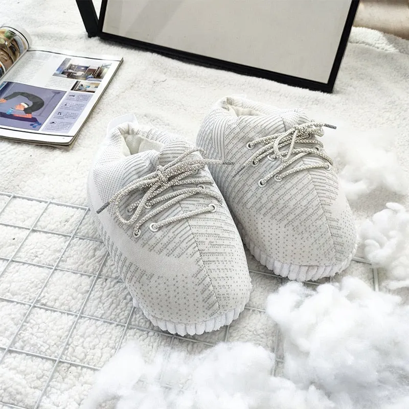 White Cozy Comfortable Plush Sneakers