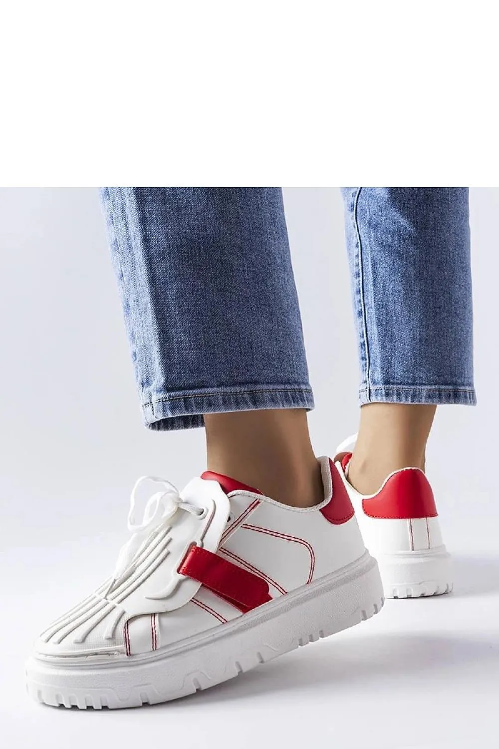White-red platform sneakers