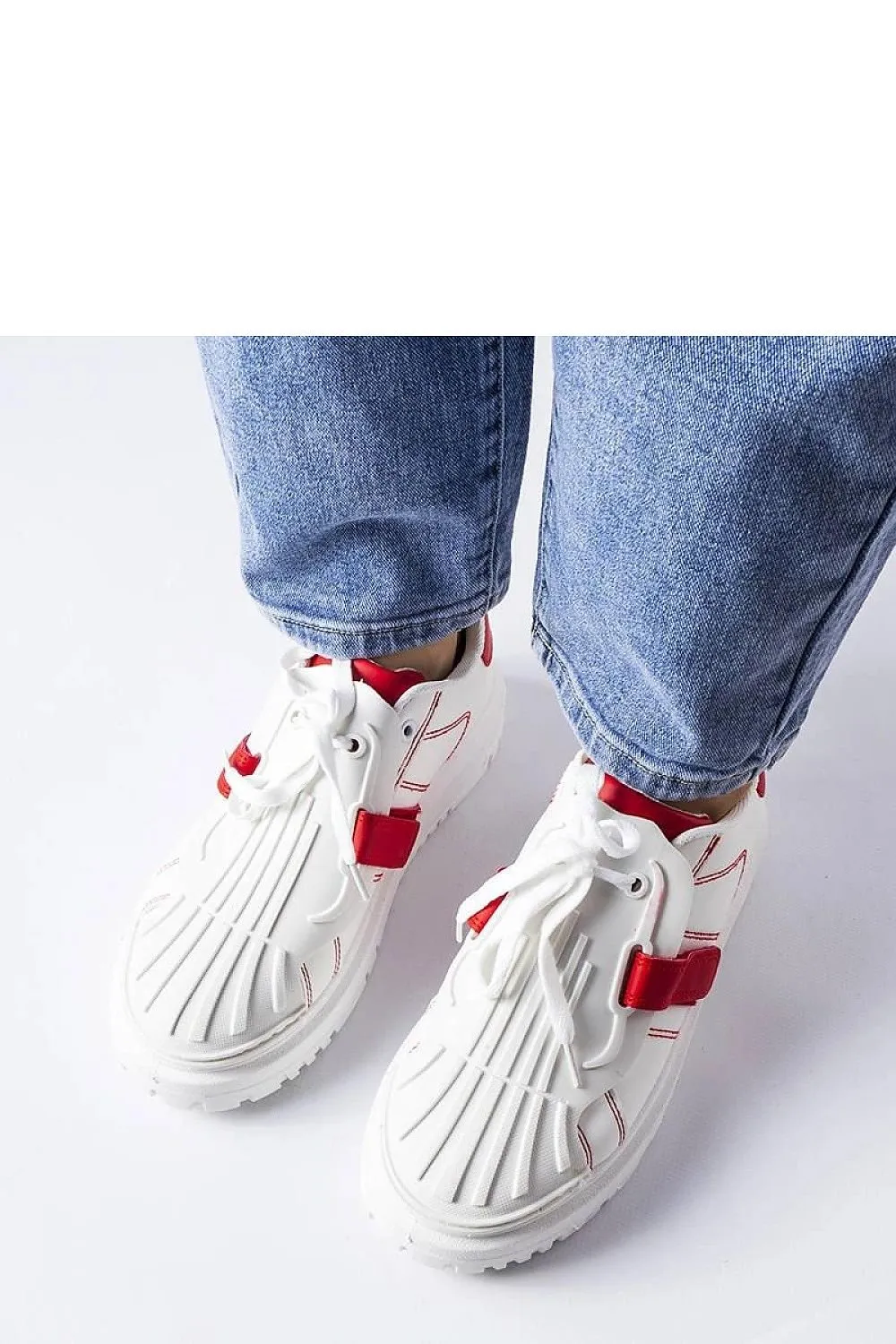 White-red platform sneakers