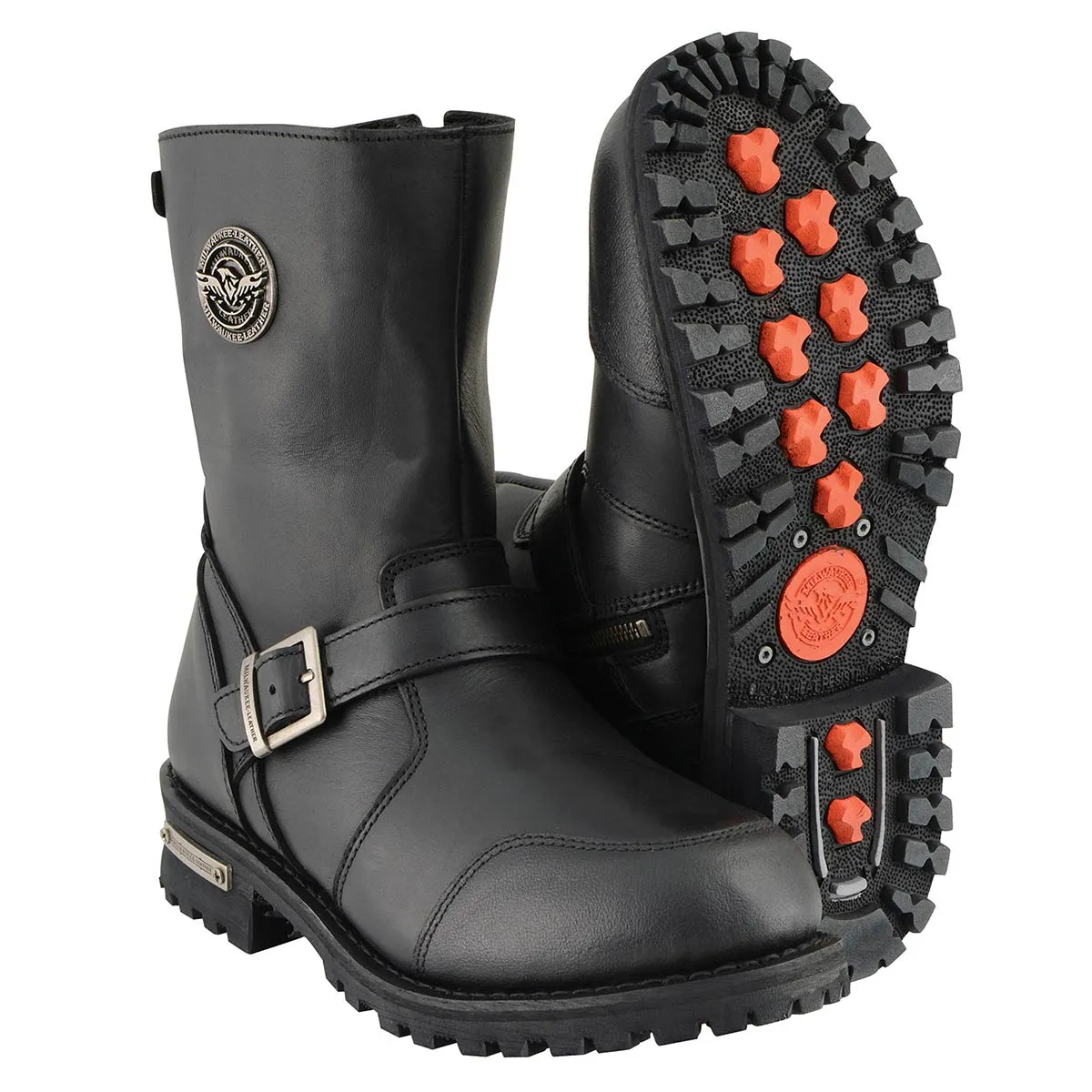 WIDE MBM9090W Men's Black 'Wide Width' Classic Engineer Boots with Abrasion Guard