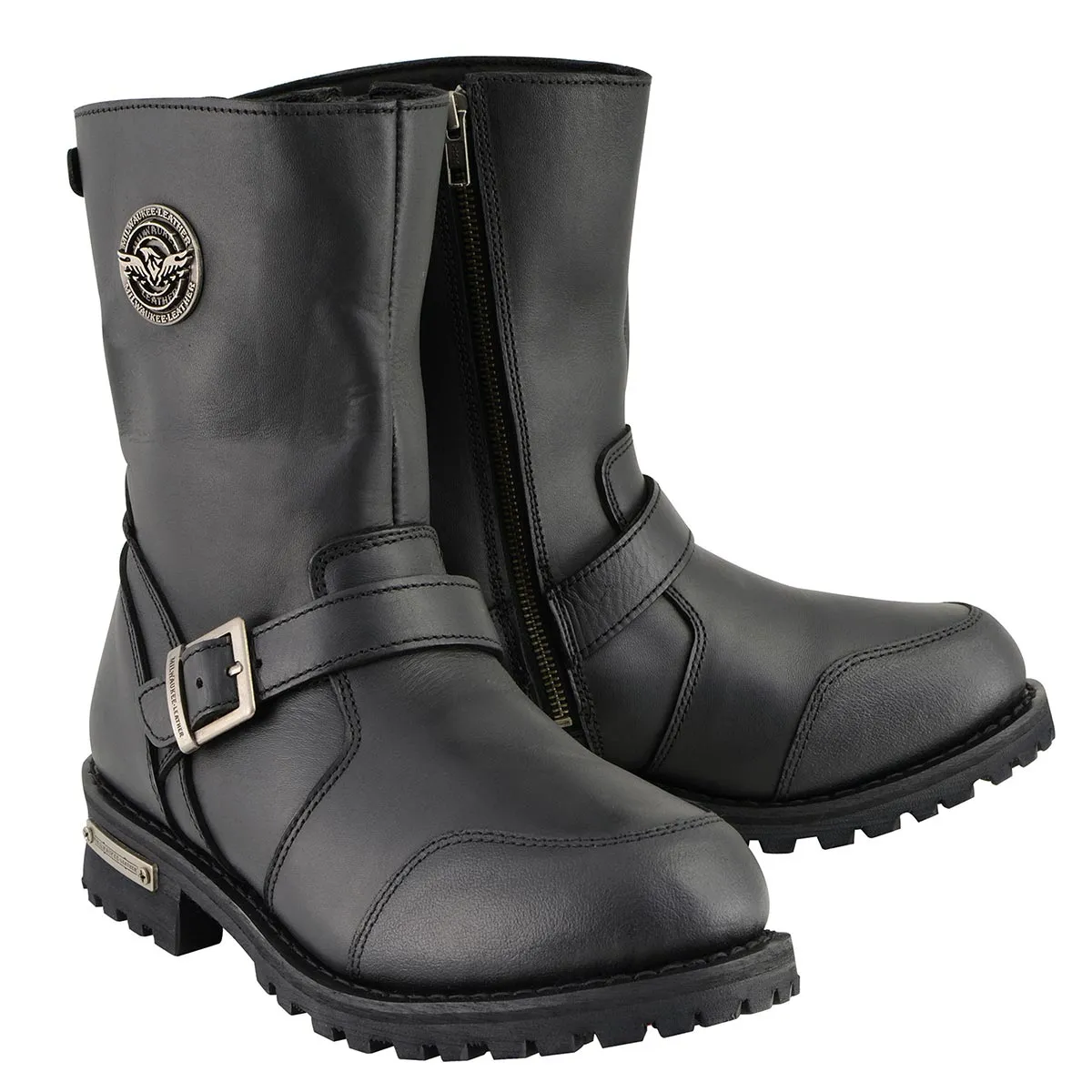 WIDE MBM9090W Men's Black 'Wide Width' Classic Engineer Boots with Abrasion Guard