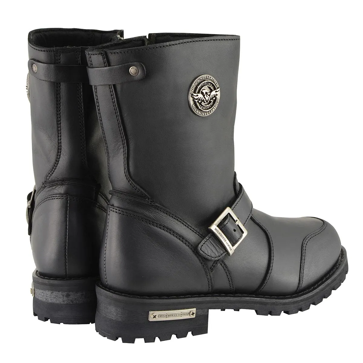 WIDE MBM9090W Men's Black 'Wide Width' Classic Engineer Boots with Abrasion Guard