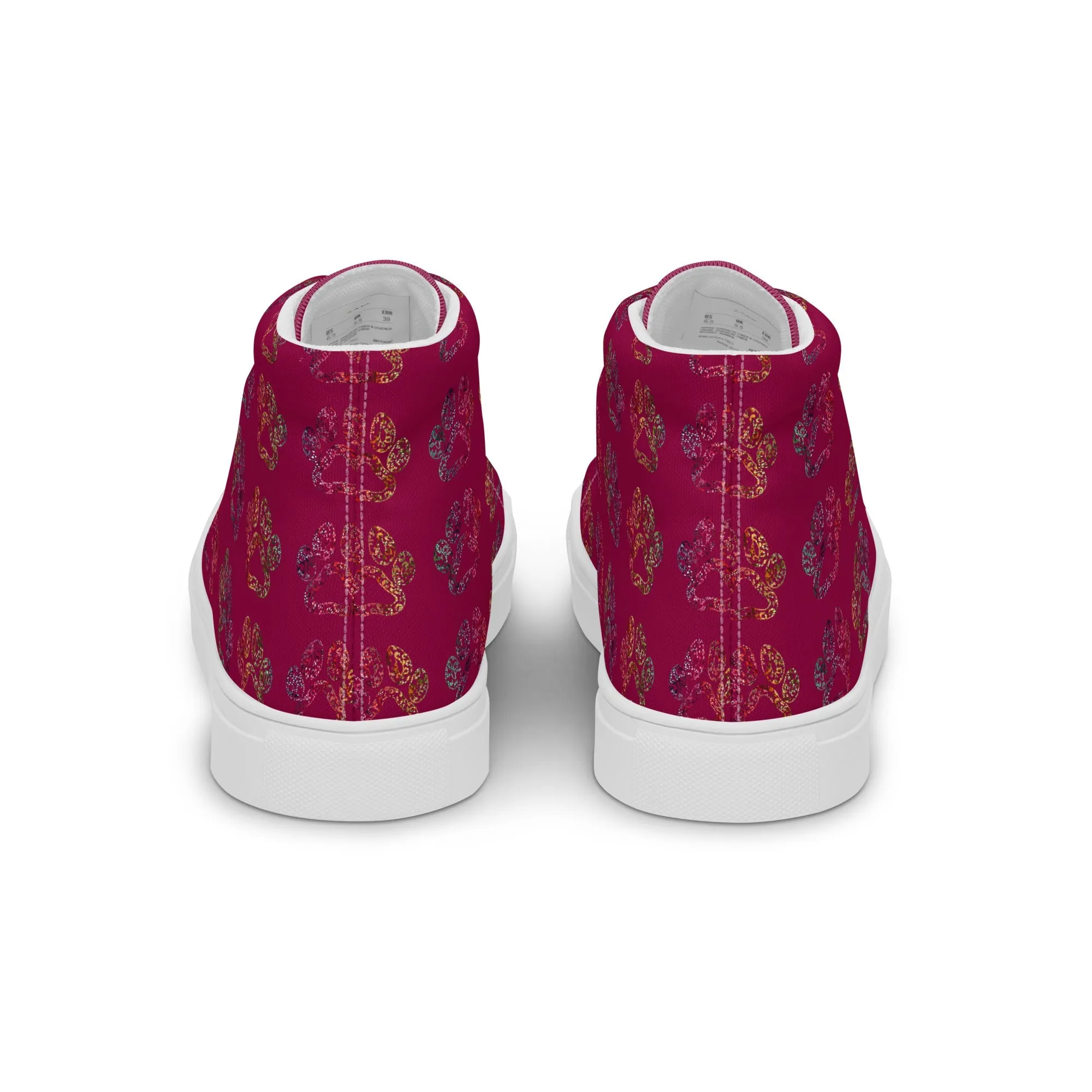Women's Burgundy Paw Prints Sneakers