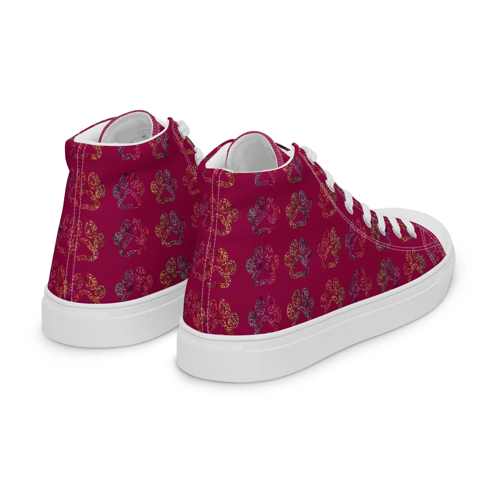 Women's Burgundy Paw Prints Sneakers