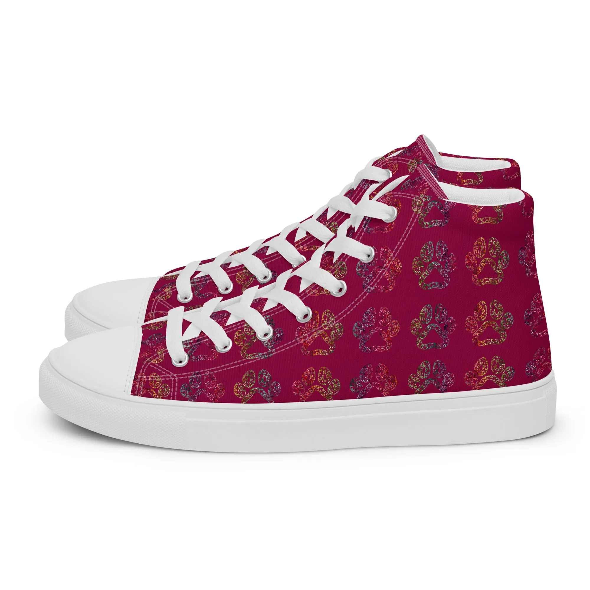 Women's Burgundy Paw Prints Sneakers