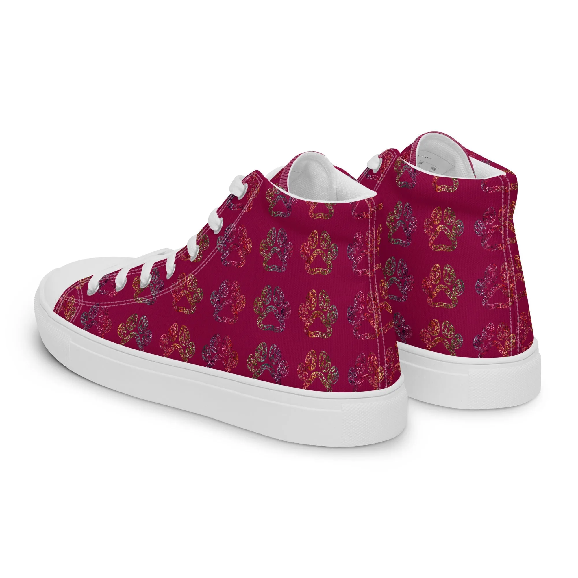 Women's Burgundy Paw Prints Sneakers