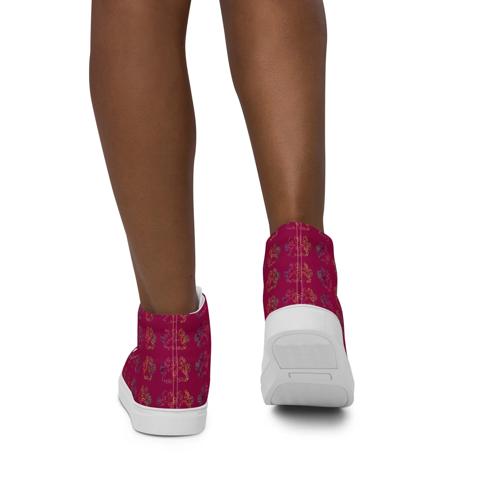 Women's Burgundy Paw Prints Sneakers