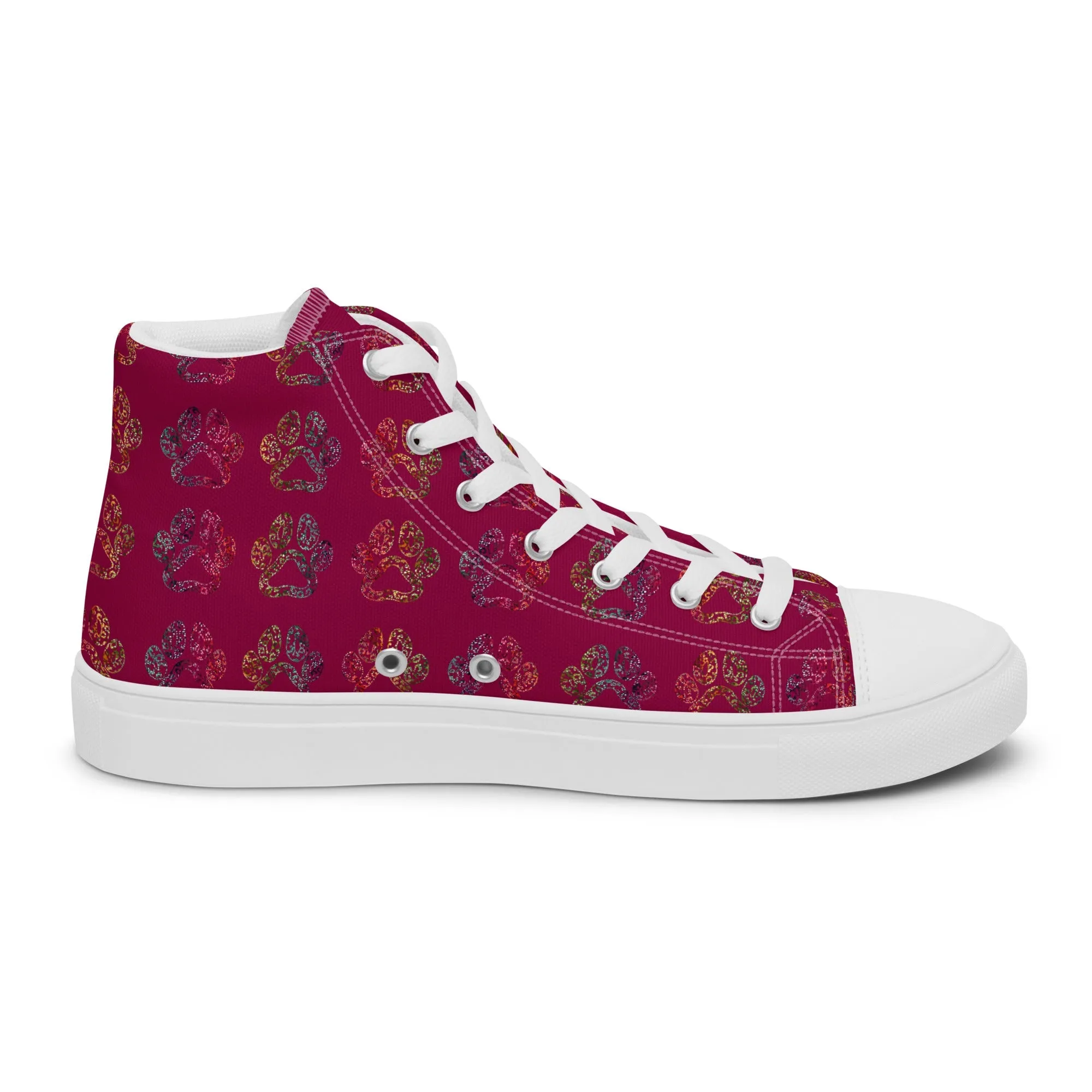Women's Burgundy Paw Prints Sneakers