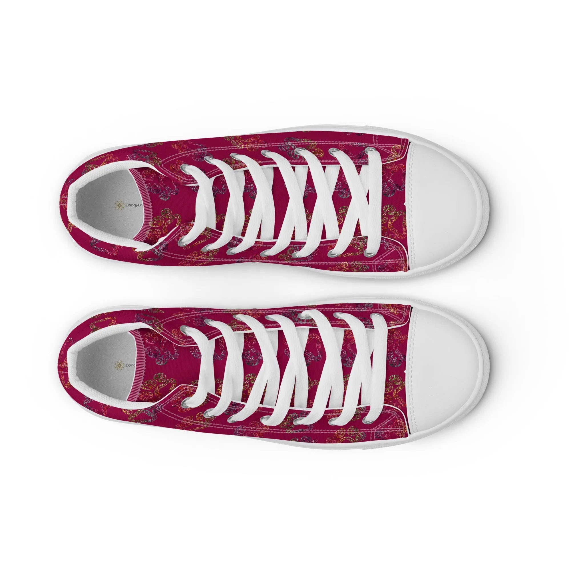 Women's Burgundy Paw Prints Sneakers
