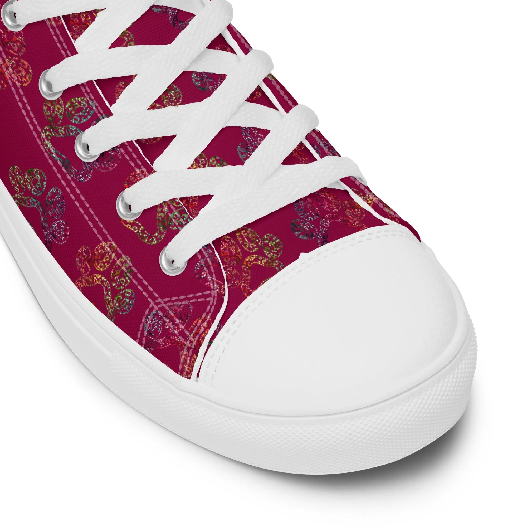 Women's Burgundy Paw Prints Sneakers