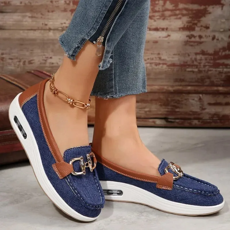 Women's Casual Shoes 2024 – Spring and Autumn Flat Loafers, Fashion Non-Slip Soft Denim Flats, Zapatos De Mujer