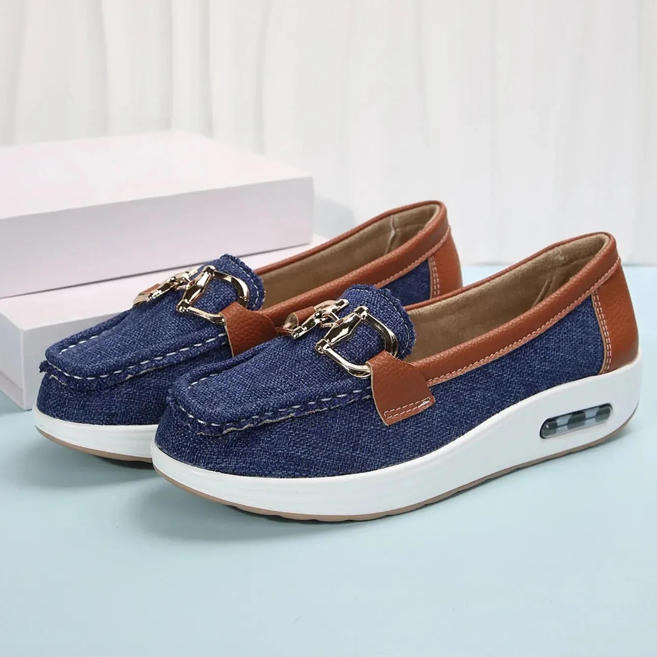 Women's Casual Shoes 2024 – Spring and Autumn Flat Loafers, Fashion Non-Slip Soft Denim Flats, Zapatos De Mujer
