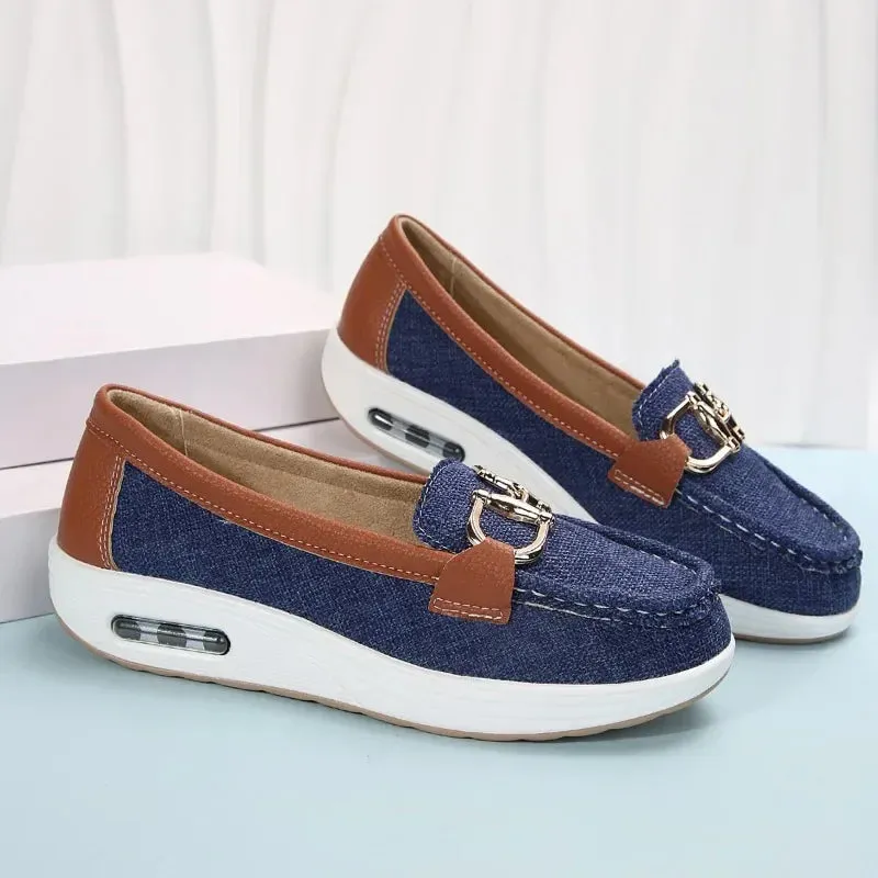 Women's Casual Shoes 2024 – Spring and Autumn Flat Loafers, Fashion Non-Slip Soft Denim Flats, Zapatos De Mujer