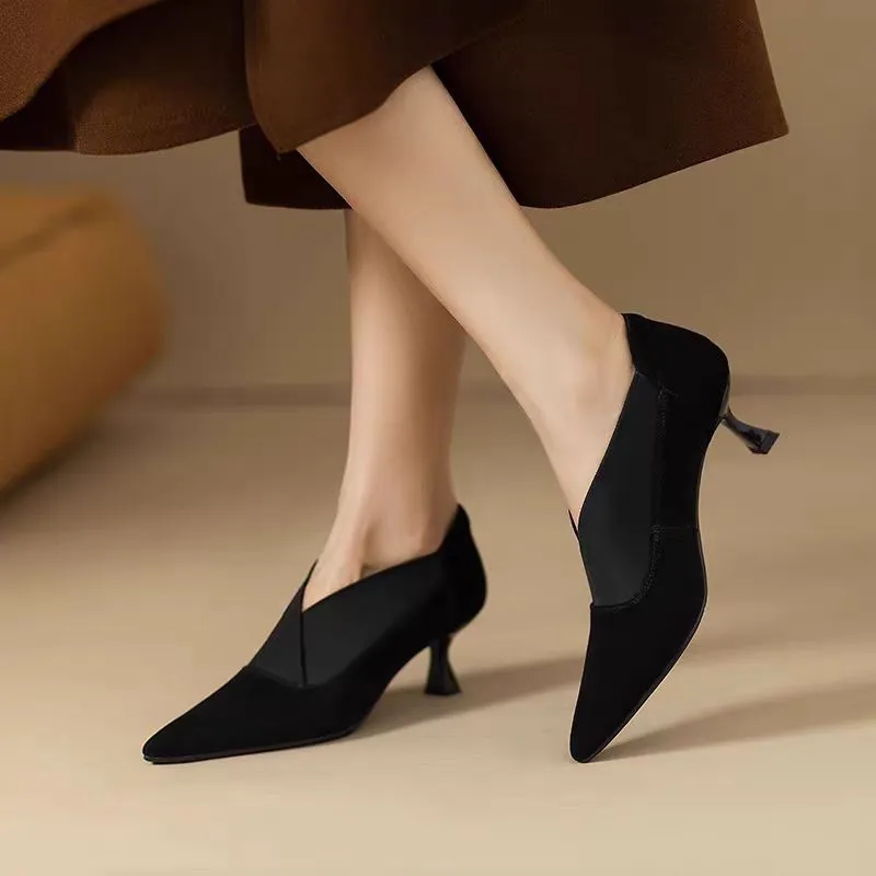 Women's French Style Wine Red V Cut Women's Shoes