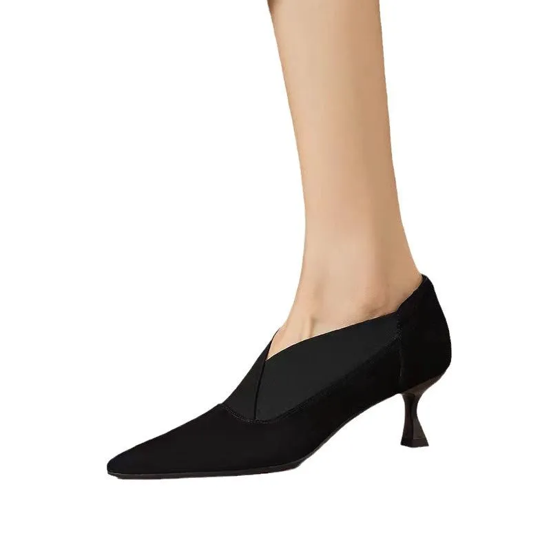 Women's French Style Wine Red V Cut Women's Shoes