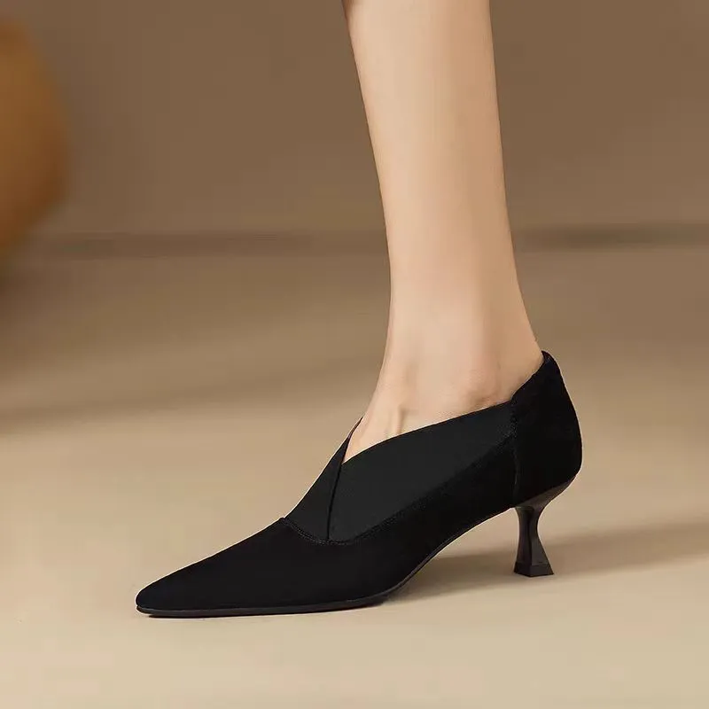 Women's French Style Wine Red V Cut Women's Shoes