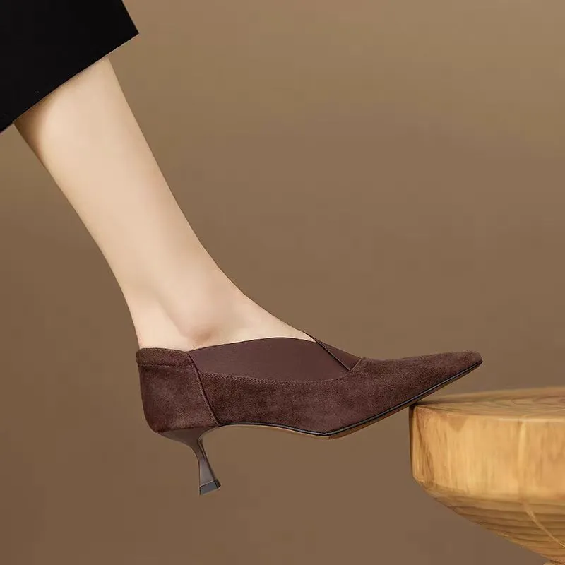Women's French Style Wine Red V Cut Women's Shoes
