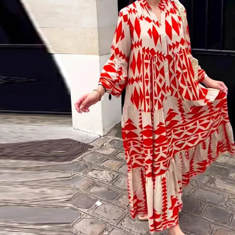 Women’s Long Sleeve Print Dress