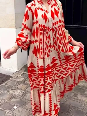 Women’s Long Sleeve Print Dress