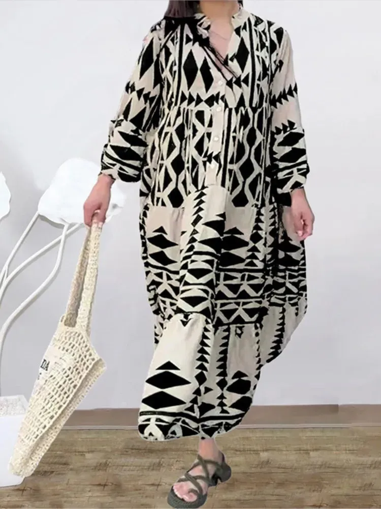 Women’s Long Sleeve Print Dress