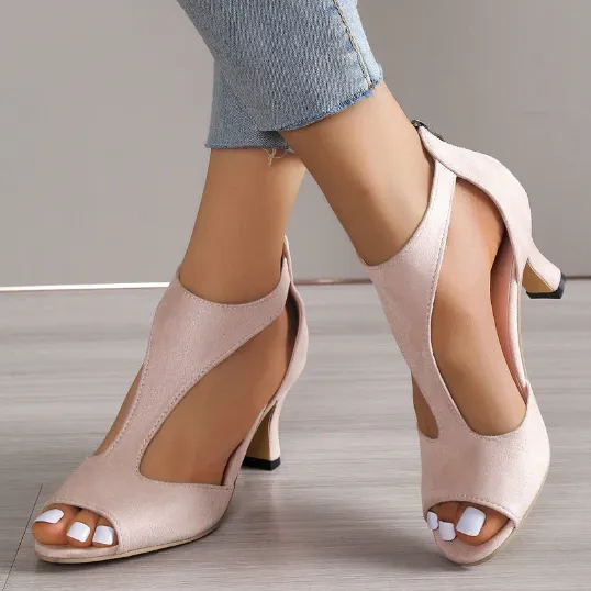 Women's - Open Toe Heels - Stylish and Comfortable Footwear - Perfect for Spring and Summer Fashion - Versatile & Chic