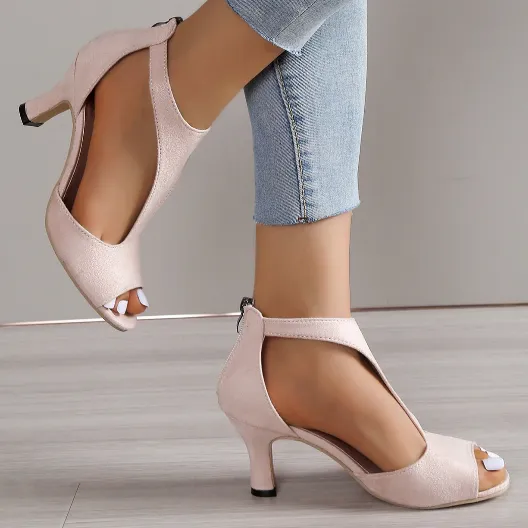 Women's - Open Toe Heels - Stylish and Comfortable Footwear - Perfect for Spring and Summer Fashion - Versatile & Chic