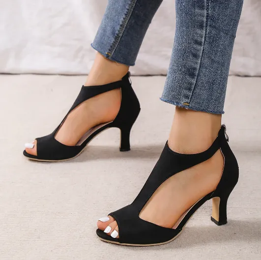 Women's - Open Toe Heels - Stylish and Comfortable Footwear - Perfect for Spring and Summer Fashion - Versatile & Chic