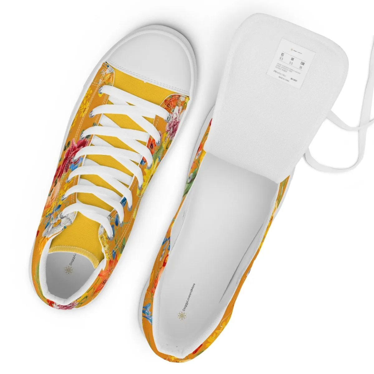 Women's Yellow Floral Sneakers