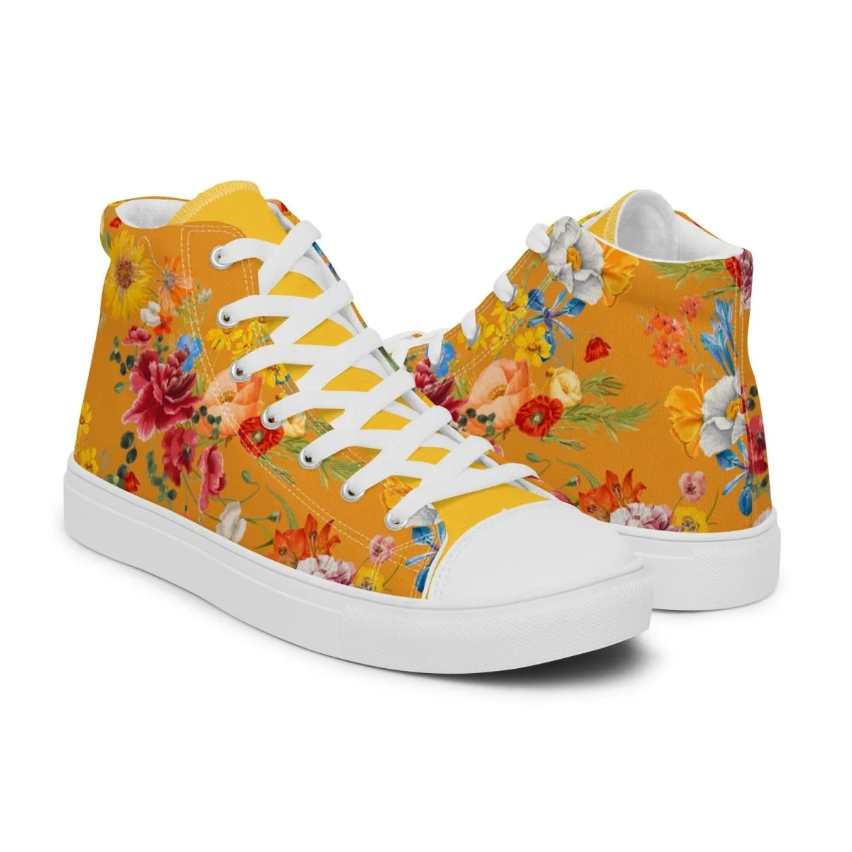 Women's Yellow Floral Sneakers