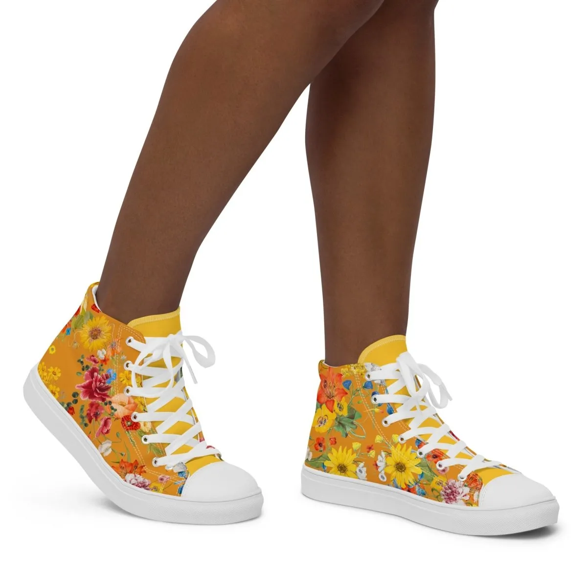 Women's Yellow Floral Sneakers